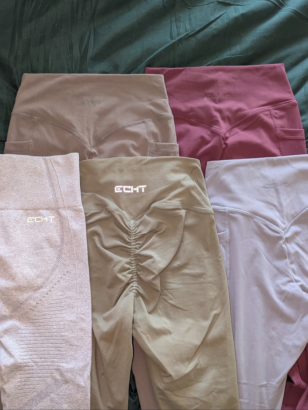 5 ECHT Leggings Bundle — Light Pink, Mauve, Olive, Taupe, Lilac